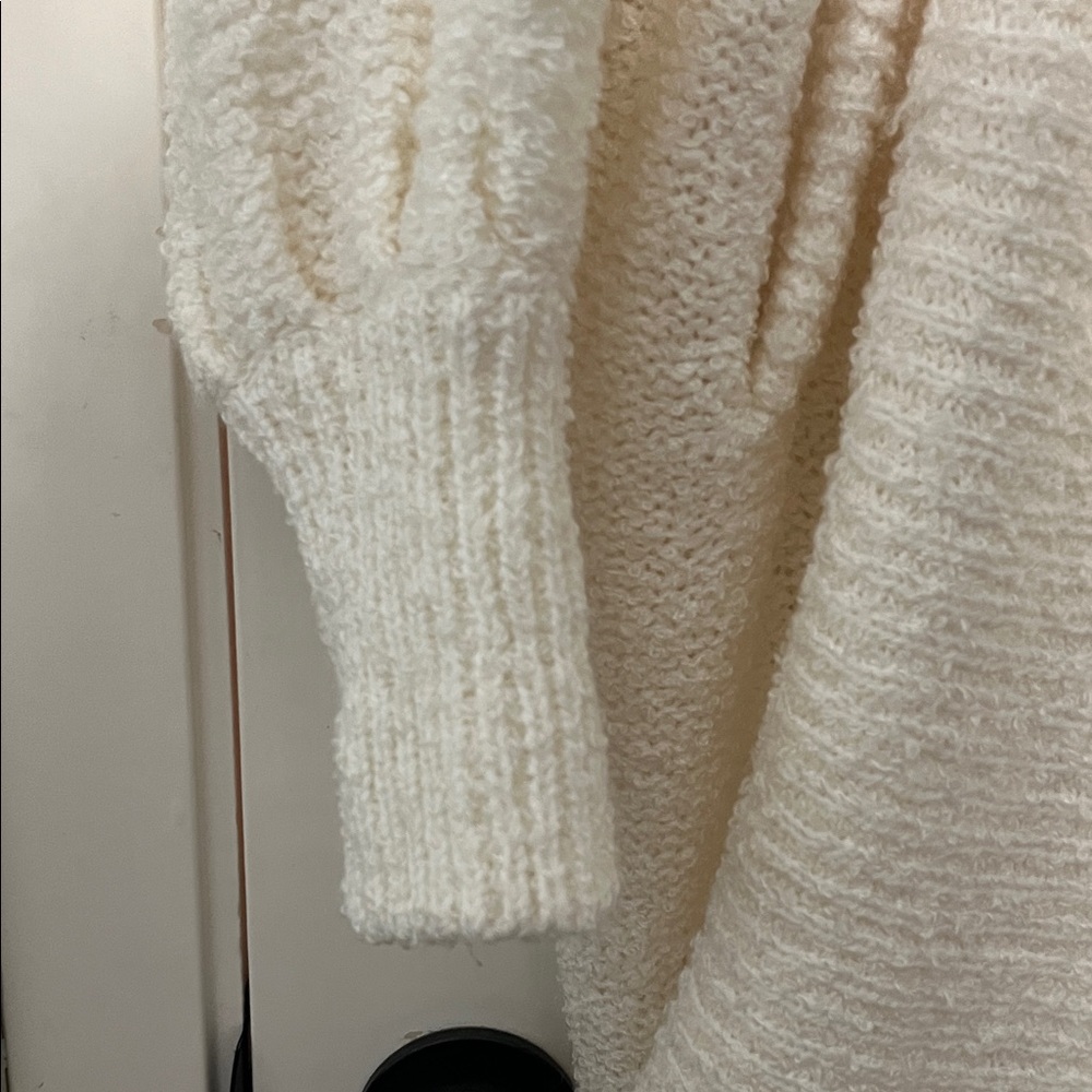 Cream Open-Front Women’s Cardigan Sweater - Picture 2 of 8